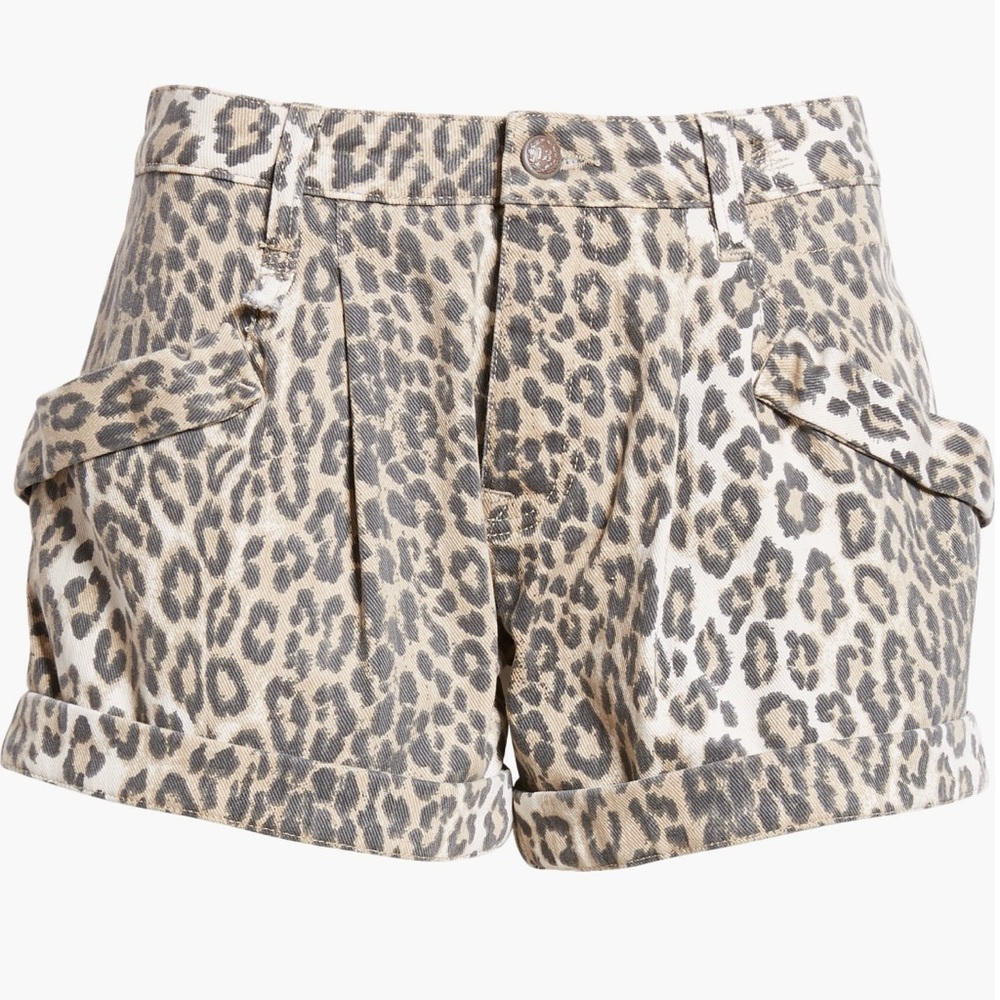 NWT R13 Leopard Print Denim Cargo Shorts